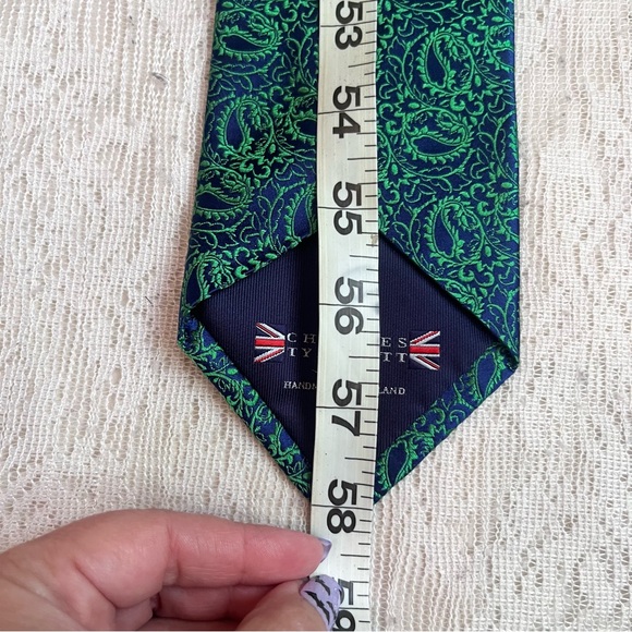 Charles Tyrwhitt 100% silk paisley iridescent neck tie - Picture 5 of 7
